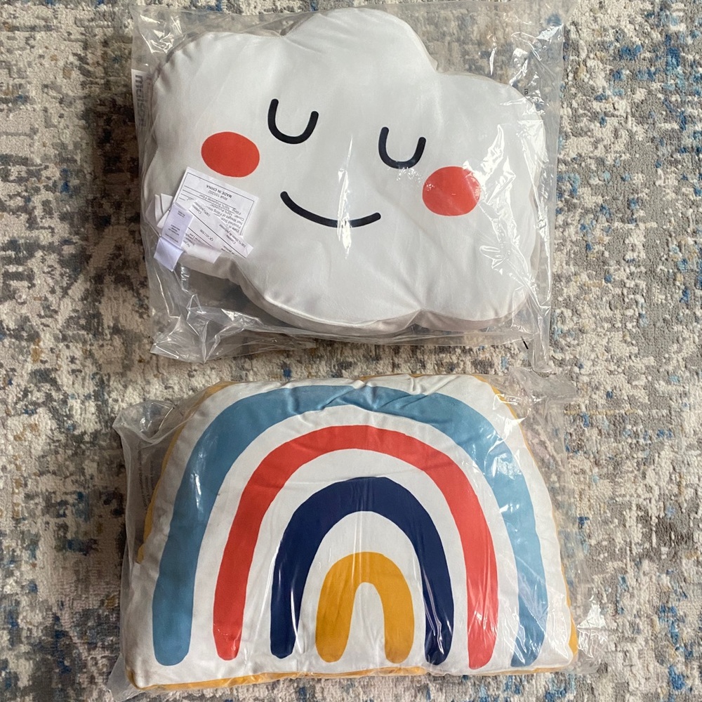 Indigo OUI Cloud & Rainbow Toss Cushions (NWT)